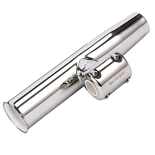 Image of Amarine Made Stainless Clamp on Adjustable Fishing Rod Holder for Rails 1-1 /2 inch to 1-3 /4 inch