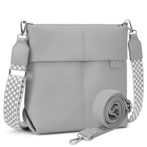 Myhozee Umhängetasche Damen Mittelgroß Handtasche - Klein Crossbody Bag PU Leder mit 2 Gurt, Schultertasche Tasche Damenhandtasche Uni mit Breitem Gurt für Frauen Damen