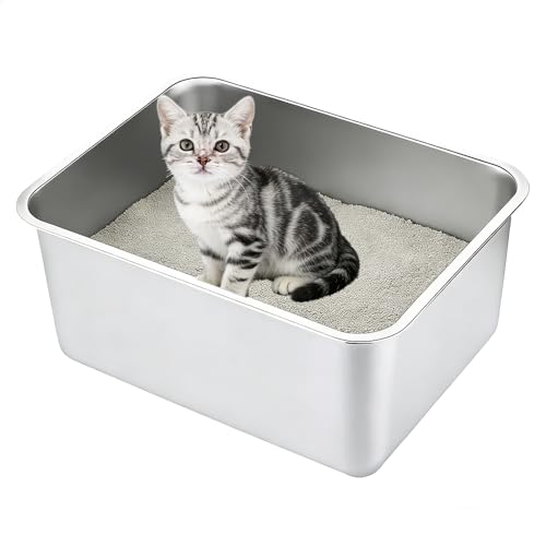 Caja Grande para Arena de Gato de Acero Inoxidable miniatura 1