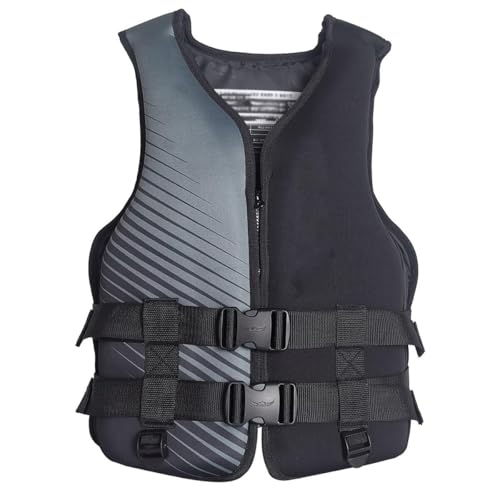 FOVIGUO Chaleco Salvavidas de Seguridad para Adultos de 40 a 110 kg, Chaleco de flotación Chaleco de Ayuda a la flotabilidad para Kayak Snorkel Deportes acuáticos(Black,S)