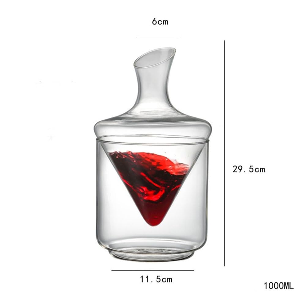 Decantador de Vino Jarra decantadora de vino frío 1000 ml con forma cono y aireador, compartimento for hielo. Ideal for tinto