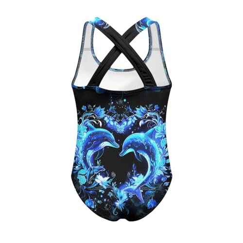 Image of Girls One Piece Cat Swimsuits Quick Dry Cartoon Beach Bathing Suit Crossback Swimwear for Kids 5-14 Years