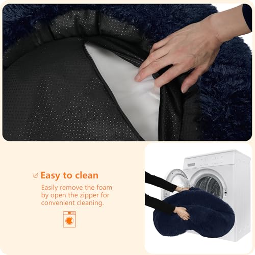 HMTOPE Orthopädisches Hundebett rund Hundekissen Hundesofa Katzenbett Donut Kuscheliges Hundekorb Waschbar, 80 cm Ø, Navyblau