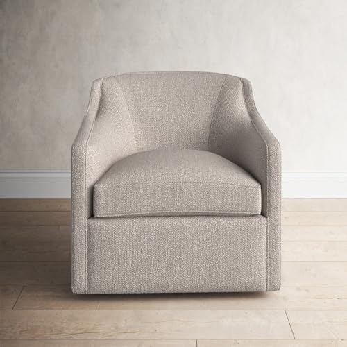 Image of Lakdi The Furniture Co. Modern Home & Living Room Lounge Chair Furniture | Upholstered in Linen Wide Swivel Accent Arm Chair| Internal Structure Made in Solid Wood |Swivel Base|- (151851257)