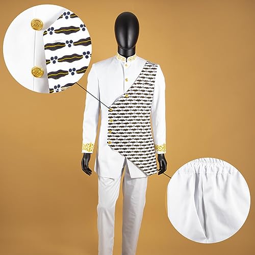 Men`s Business Suit African Clothes Embroidery Full Sleeve Double Breasted Print Blazer and Pants Set3
