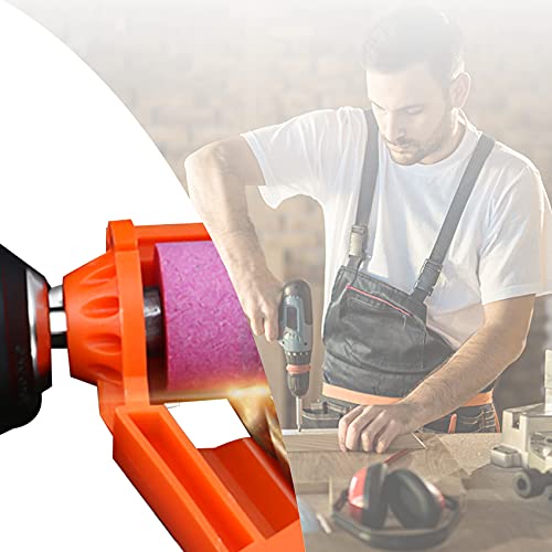 Drill Bit Sharpener, Portable Drill Bit Sharpener for All Bits, Portable Drill Guide Drill Sharpener Set for Iron Based Drill Bits Fit Width Range with 3 Grinding Wheels and 2 Extra Wrench (Orange)