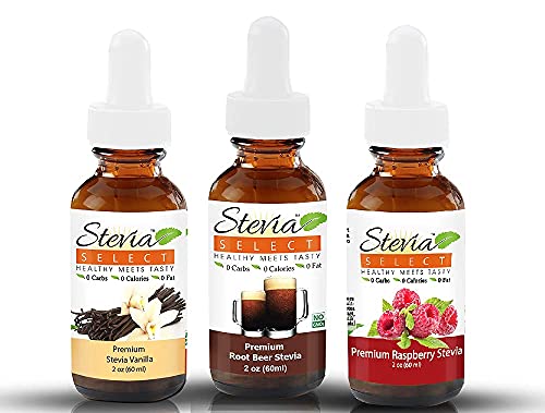 Stevia Drops-Stevia Select Keto Sugar-Free Flavors Bundle Pack (3) Stevia Flavor 2 Oz.