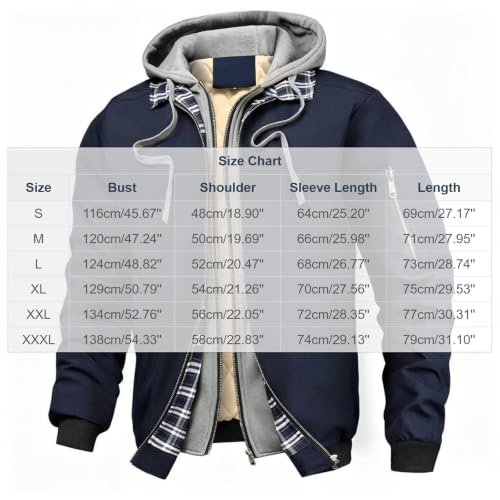 TERGHTP Bomber Jacket Men Fake Two Piece Zipper Hooded Windbreaker Jackets - image 4