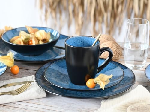 CreaTable, 23630, Serie Capri - Reaktivglasur, 16-teiliges Geschirrset, Kombiservice aus Steinzeug, spülmaschinen- und mikrowellengeeignet, Qualitätsproduktion