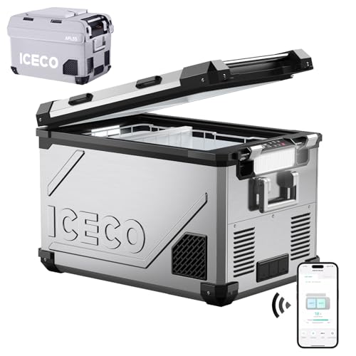 Iceco APL55 SLIVER 12 Volt Refrigerator With Bluetooth Controlled, 55 Liter Dual Zone Portable Refrigerator, Car Fridge Powered cover