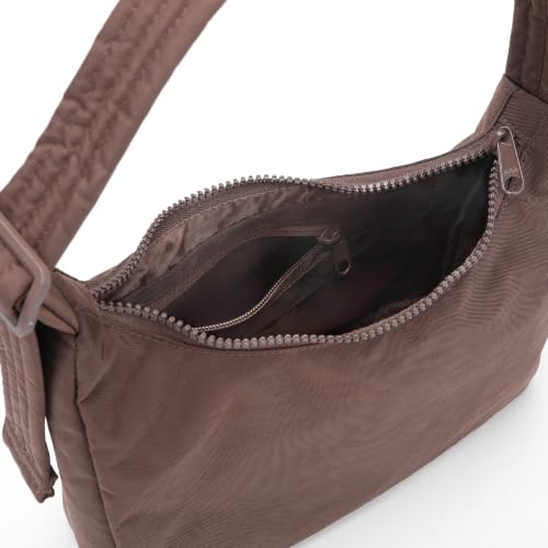 Image of FASTFAIRY Nylon Shoulder Bag - Adjustable Quilted Strap, Structured Slouchy Design with Interior Zip Pocket