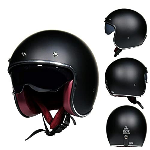 Retro Motorcycle Helmet with Sun Visor for Adults