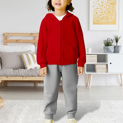 Girls Boys Cotton Warm Set Toddler Casual Hooded Zipper Pullover Jacket and Elastic Waist Pants Fall Winter Athletic Outfits4
