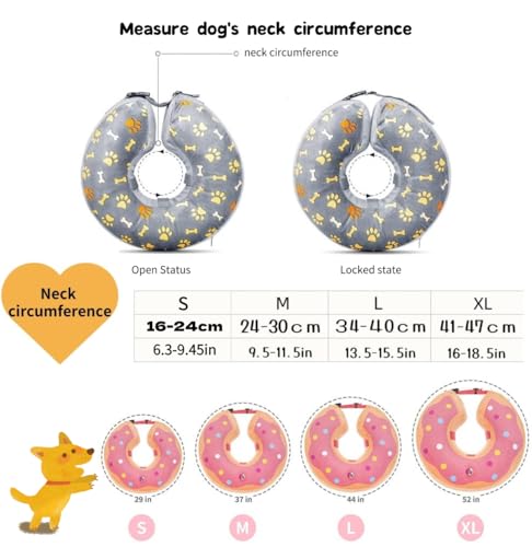 LittleBean Aufblasbare Halskrause Hund Katze Schutzkragen Krägen für Haustiere Hundekragen Leckschutz für Genesung nach Operationen oder Wunden (Graue Krallen, [Neck: 9.5'-11.5'] M)