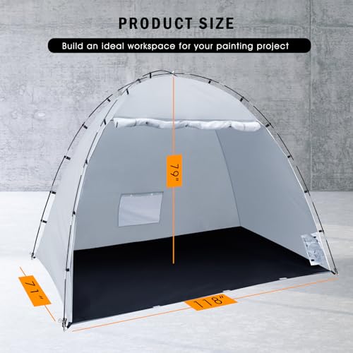 Image of Portable Paint Booth Tent, Siebwin Extra Large 10(L) x6(W) x6.5(H) ft Spray Paint Tent with Built-in Floor & Mesh Screen & Windproof Hooks for Furniture DIY Hobby Tool Spray Paint Shelter, Gray