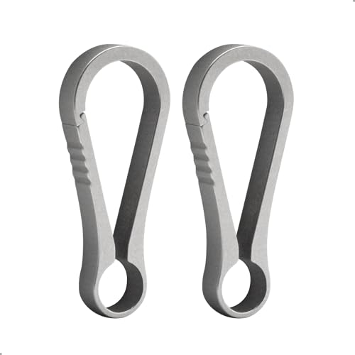 PJYTAC 2PCS Backpack Small Carabiner Clip,Titanium Carabiner Keychain, Minimalist Keychain Mini Key Clip EDC Quick Release Hooks