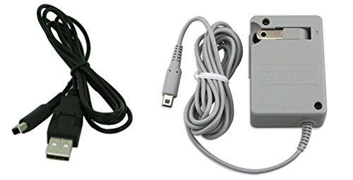 AC Wall Plug Charger and USB Power Adapter Cable for Nintendo 3DS DSi XL