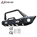 U-Drive Front Bumper, Black Textured Rock Crawler Bumper with 4 Led Lights and Winch Plate for 2007-2018 Jeep Wrangler JK