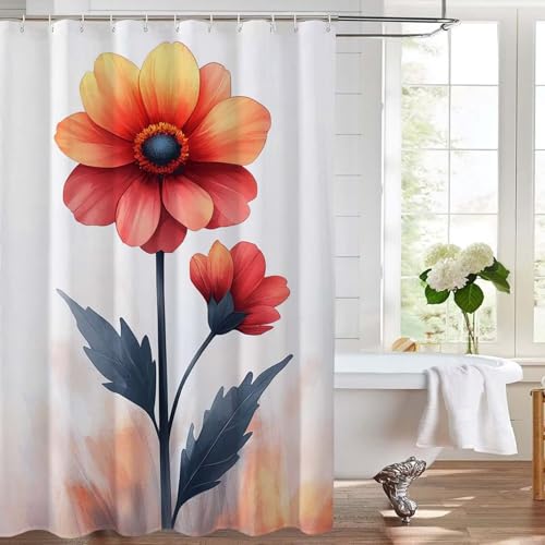 Rideau douche fleur imperméable à séchage rapide et ourlet lesté stable