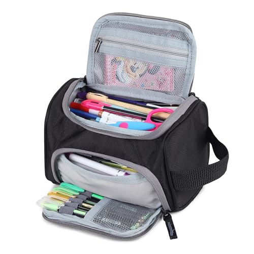 Image of Wooum Pen Case Big Capacity Pencil Case High Large Storage Pouch Marker Pen Case Travel Simple Stationery Bag School College Office Organizer for Teens Girls Adults Student - Black