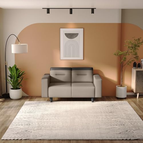Image of Interio by Godrej Sofa Vespera 2 Seater Synthetic Leather Sofa for Living Room, 3-Years Warranty, Solid Wood, Peanut and Black
