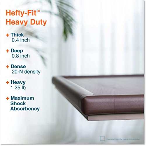 Edge Corner Protector Baby Proofing (Large 15Ft Edge 4 Corners) - Rovingcove Hefty-Fit Heavy-Duty, Soft Nbr Rubber Foam, Furniture Fireplace Safety Corner Edge Bumper Guard, 3M Adhesive, Coffee Brown #TOP1
