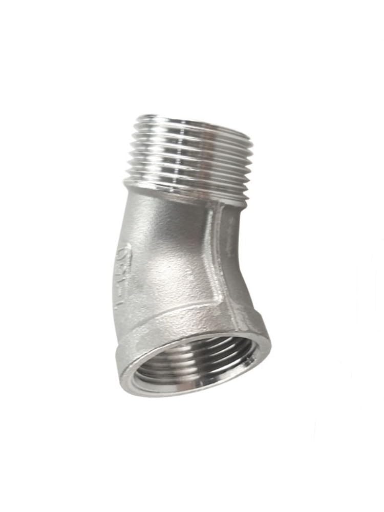 1pc 1/4" 3/8" 1/2" 3/4" 1" 1-1/4" 1-1/2" 2" Female To Male 45 Degree Elbow Connector Coupler SS304 Stainless Pipe Fitting(1-1/2")