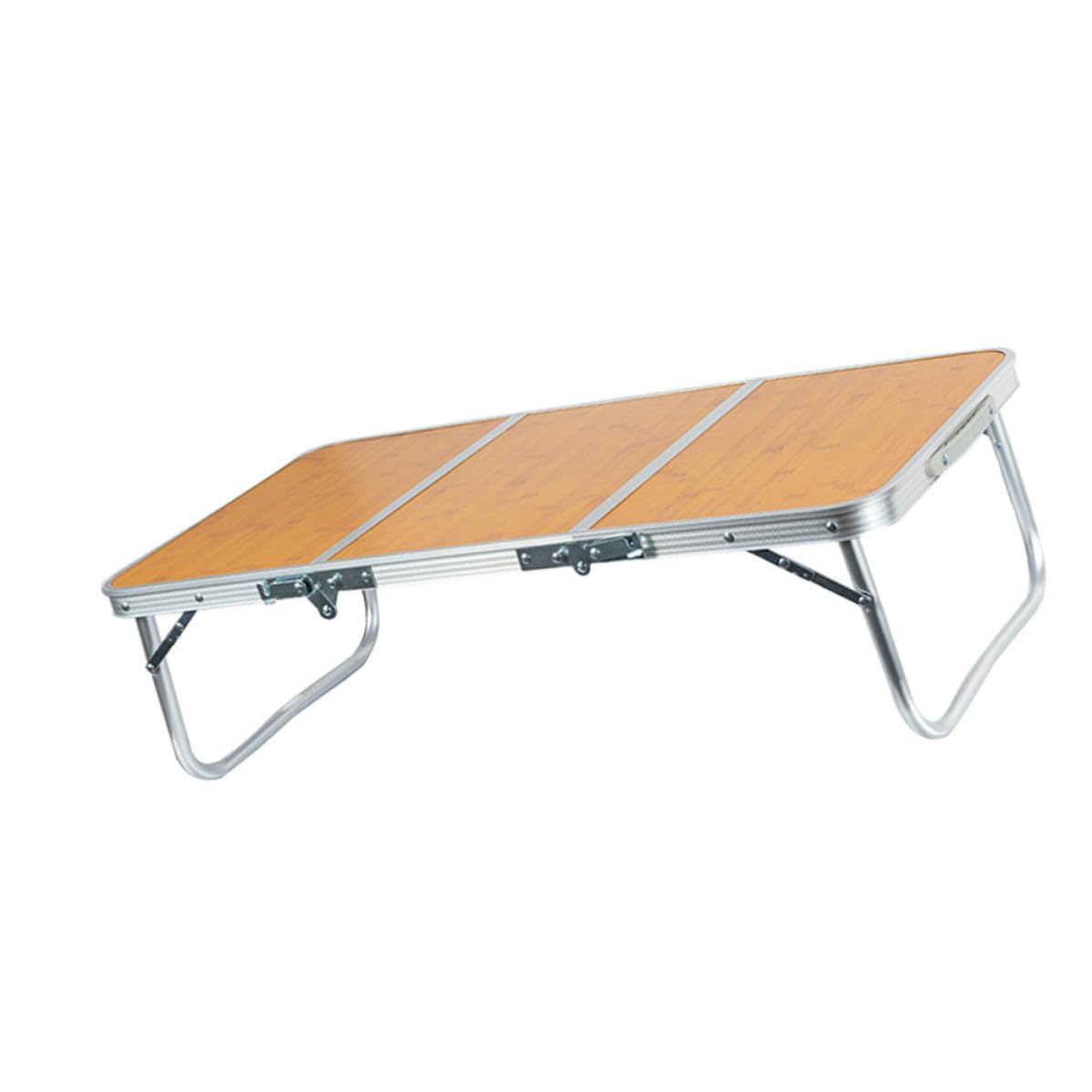 VILLCASE Tavolo da Campeggio Facile da Riporre in Alluminio e Bambù Pieghevole Portatile Multifunzionale per Picnic e Attività All'aperto