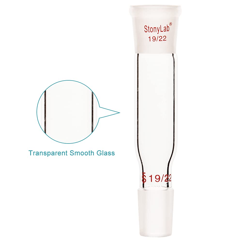 StonyLab Adaptateur De Connexion Droit En Verre Borosilicaté - Joint 14/20 Extérieur à Intérieur, 70 Mm Entre Joints