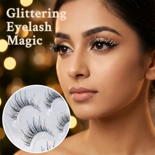 Image of MAYCREATE 5 Pairs Sparkling Fairy False Eyelashes Wispy Eye Lashes for Women, 13mm Spiky Volume Lash Clusters Subtle Shimmer Soft Fibers Eyelash for Beginners And Makeup Enthusiasts