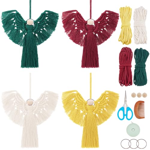 FREEBLOSS 4 Set DIY Angel Macrame Kit Boho Christmas Macrame