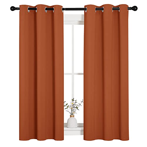 Image of NICETOWN Blackout Halloween Draperies Curtains for Girls Room, Nursery Essential Thermal Insulated Grommet Top Blackout Panels (Burnt Orange, 1 Pair, 34 x 54 inches)