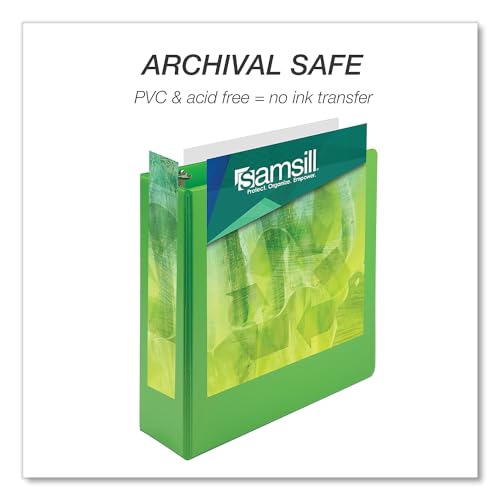 Image of Samsill Earth's Choice, Durable Fashion Color 3 Ring View Binder, 3 Inch Round Ring, Up to 25% Plant Based Plastic, Eco-Friendly, USDA Certified Biobased, Lime Green, Value 2 Pack (U86878)