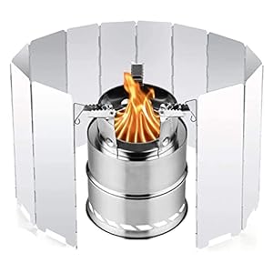 Youery Pare-Vent Pliable Rechaud Aluminium Portable de 14 Assiettes de Pliage Rechaud de Camping Ecran du Vent en Plein Air pour Le Camping de Pique-Nique