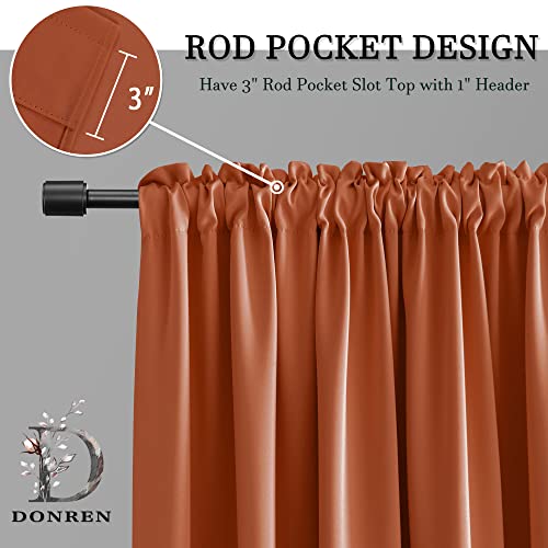 Image of DONREN Burnt Orange Ochre Blackout Curtains for Bedroom 84 Inches Long Thermal Insulated Window Curtain for Living Room, Energy Efficicent Rod Pocket Window Treatment Decorative Panel