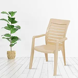 Nilkamal Chr2180 Plastic Mid Back Chair|Chairs For Home|Dining Room|Bedroom|Kitchen|Living Room|Office-Outdoor-Garden|Dust Free|100% Polypropylene Stackable Chairs, Beige