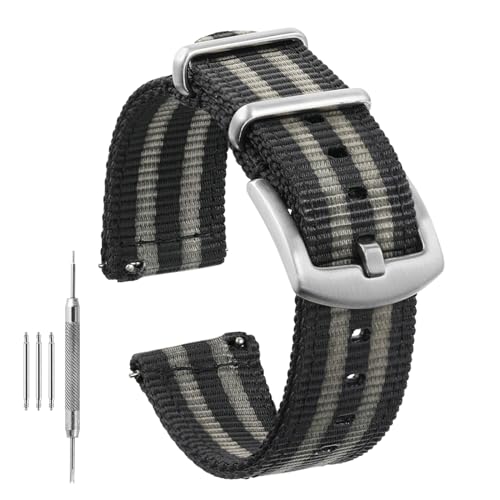 Bracelet montre nylon 22mm TACTICAL FROG anti irritation boucle acier robust