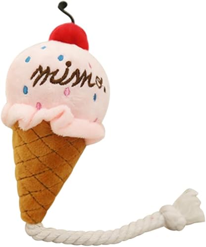 ULTECHNOVO Juguete de helado para perro, bonito juguete de felpa para perro, juguete suave con sonido de helado, juguete masticable para mascotas y