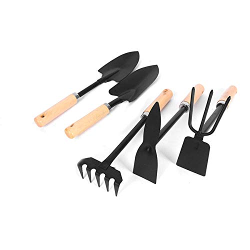 5 pièces Outils de jardin Ensemble, jardin haut de gamme Ensemble d'outils Petit Cultivateur, Fleur Truelle, Plante Truelle, Fleur fourche, râteau et Cutter Weed - pour le jardin et balcon