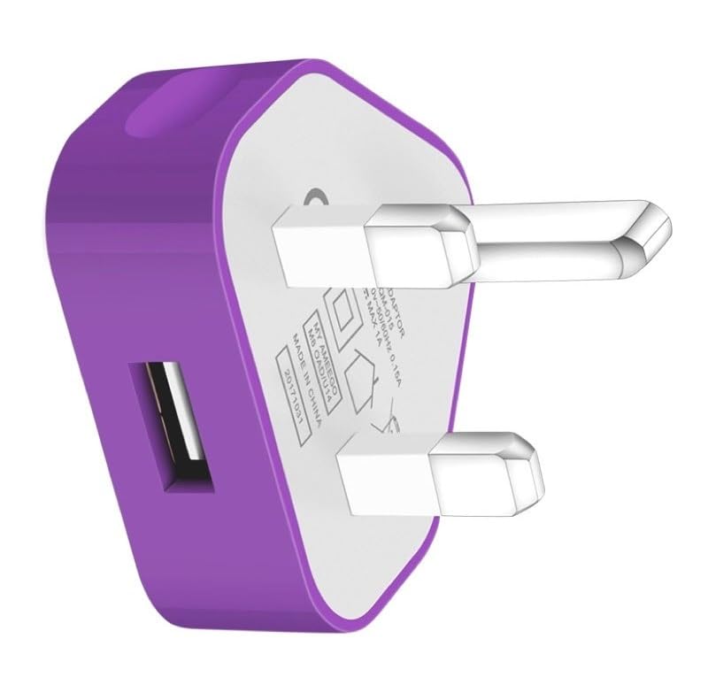 Themax® 1000mAh USB UK Plug Charger Compatible with iPhone iPad Samsung HTC LG Sony Huawei Motorolla BlackBerry Lenova Microsoft Xiaomi Google OnePlus Tablets Kindle (Purple)