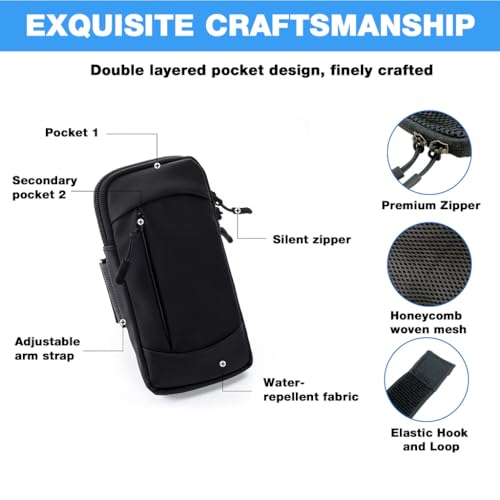 Image of Proberos 7 Inch Outdoor Running Arm Storage Bag with Adjustable Strap, Waterproof Fabric, and Lightweight Comfort for Sports and Fitness Activities, Running Accessories for Men