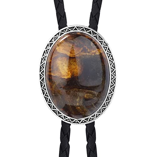 Florideco Bolo Tie For Men Western Cowboy Tiger Eye Stone Native American Bolo Tie Leather Necktie Costume Accessorie 4 #TOP1