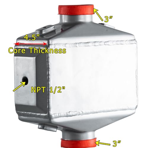 Aluminum Universal Liquid/Water to Air Intercooler 3" Air Inlet&Outlet Silver - Image 5