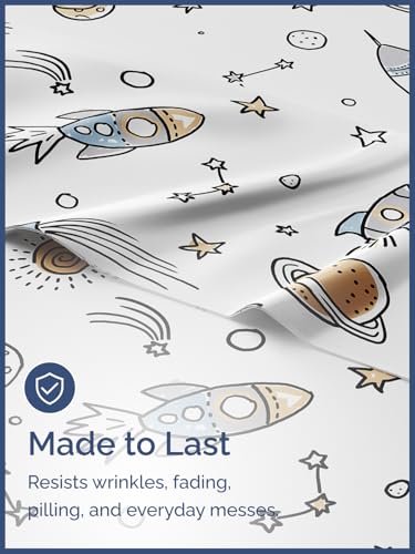 Image of Kids Full Size Outer Space Bed Sheets - 4 Piece Kids Outer Space Sheet Set | Outer Space Themed Bedding, Ultra-Soft, Cute & Cozy, Breathable & Machine Washable, Bed Set for Boys, Girls & Teens & Cooling