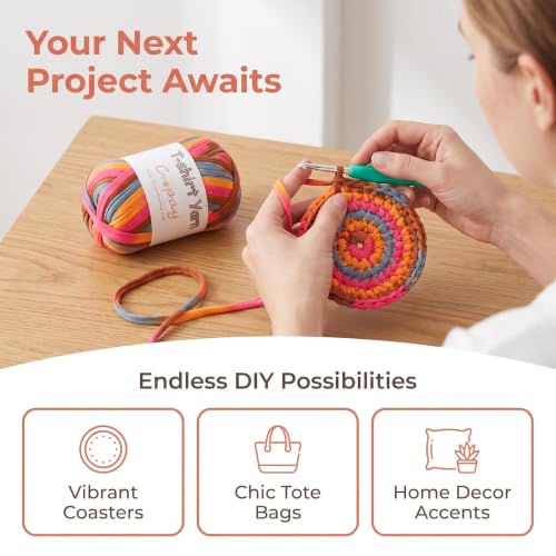 Image of Coopay 6 Pack T-Shirt Yarn for Crocheting, Elastic Fabric Yarn (Sunrise)