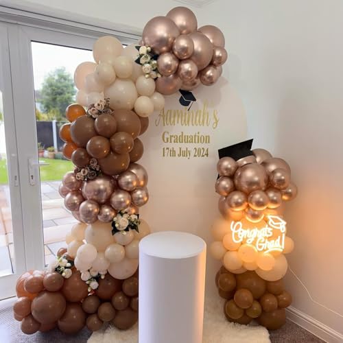 Image of Brown Gold Balloons, 55PCS Beige Metallic Gold Confetti Fall Party Balloons