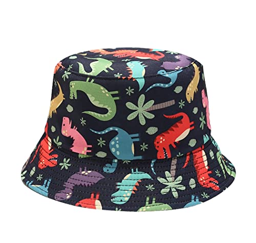 Image of Quanhaigou Bucket Hat for Men Women,Packable Reversible Printed Sun Hats,Fisherman Outdoor Summer Travel Hiking Beach Caps (Cartoon Dinosaur)