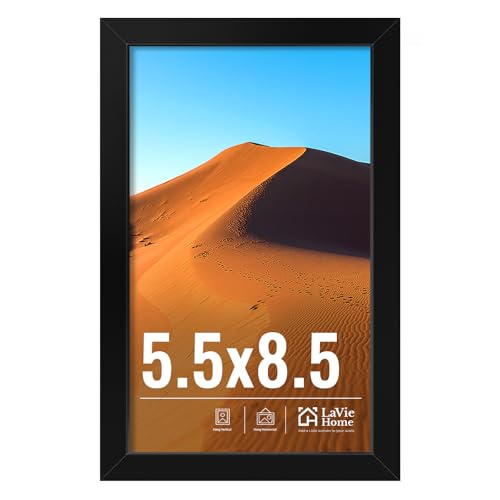 Image of LaVie Home 5.5x8.5 Picture Frame for Wall Display, 5.5x8.5 Black Picture Frame with HD Plexiglas, 5.5 x 8.5 Frame 1 Pack, Display Frame for Vertical or Horizontal, Classic Collection