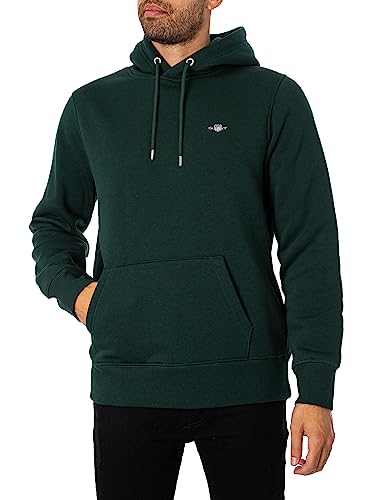 GANT Herren Reg Shield Hoodie Kapuzenpullover, Tartan Green, S EU – Ansicht 2