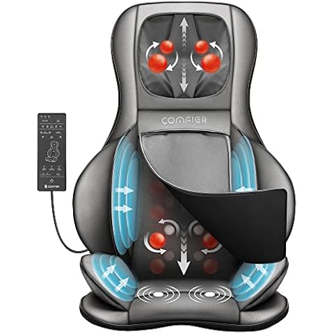 Comfier Neck and Back Massager with Heat - Massage Chair with Compress & Rolling,Kneading Shiatsu Back Massager for Full Back,Neck, Massage Chair Pad for Home, Office use Cover